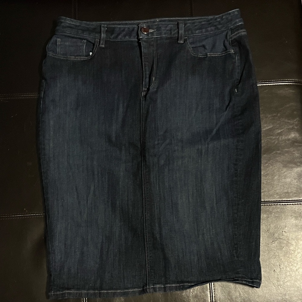 Lane Bryant Dark Blue Denim Pencil Skirt